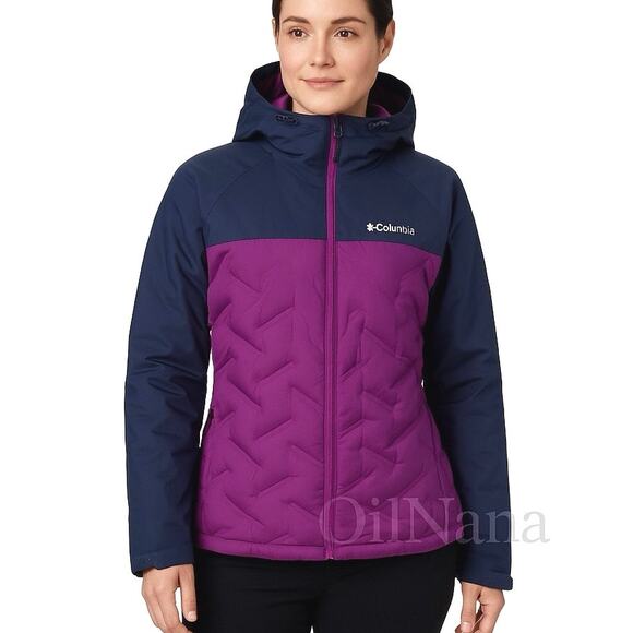 Columbia Omni-Tech Purple Down Hooded Jacket Women’s Medium - Picture 1 of 13
